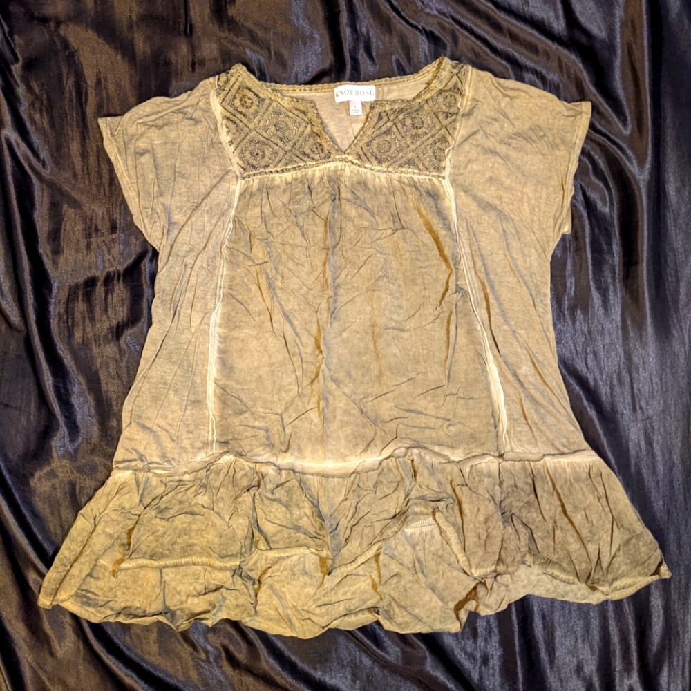 Knox Rose | Olive Bohemian Tunic Blouse